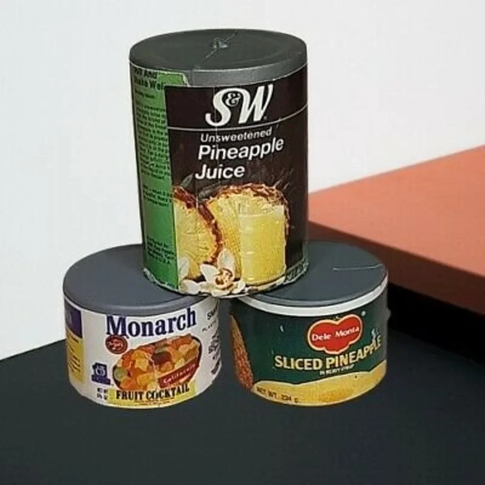 3 Vtg  Canned Goods 1980s Arco Miss Merry Supermarket Grocery Store Play Food